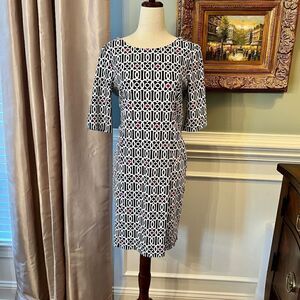 NWOT Jude Connally Black White Pink Print Dress Size MEDIUM
